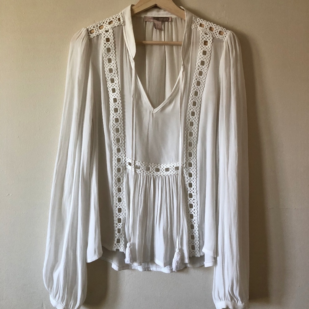 Forever 21 Embroidered Peasant Top